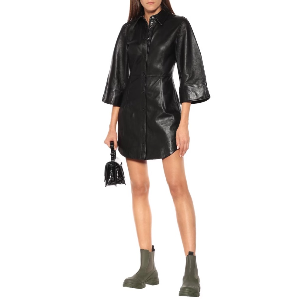 GANNI Black Leather Dress